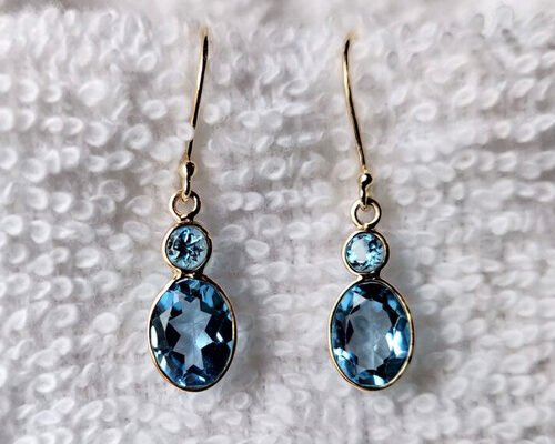 Handmade 14k Yellow Gold Jewelry , Natural 14k Yellow Gold Earrings Topaz Gemstone