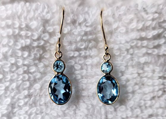 Handmade 14k Yellow Gold Jewelry , Natural 14k Yellow Gold Earrings Topaz Gemstone