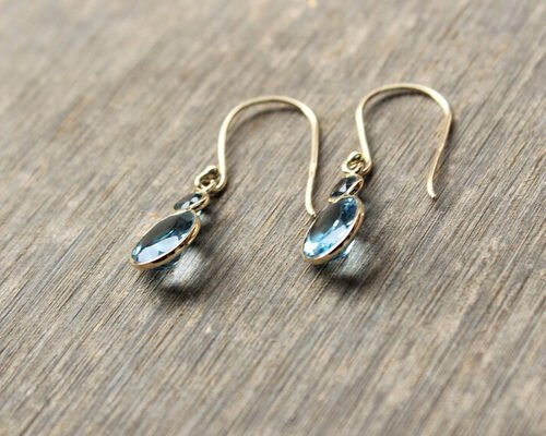 Handmade 14k Yellow Gold Jewelry , Natural 14k Yellow Gold Earrings Topaz Gemstone