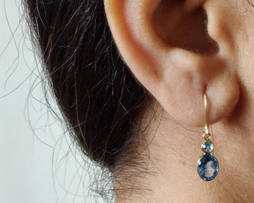 Handmade 14k Yellow Gold Jewelry , Natural 14k Yellow Gold Earrings Topaz Gemstone