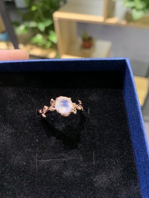 14K Rose Gold Moonstone Wedding Rings Leaf Flower Round Cut