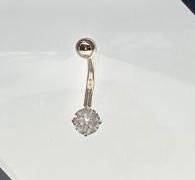 Solid 14k Gold Belly Button Ring With Real Diamond 16g Body Jewelry