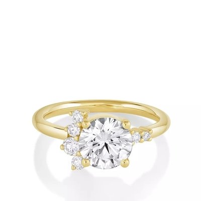 round diamond setting engagement ring 14K Solid Gold real diamond rings for engagement women