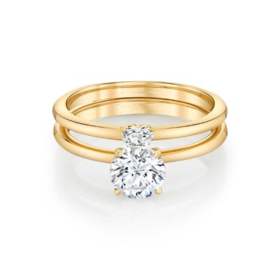 Trendy Jewelry Yellow Solid Gold Moissanite Engagement Ring Set Heart Cut