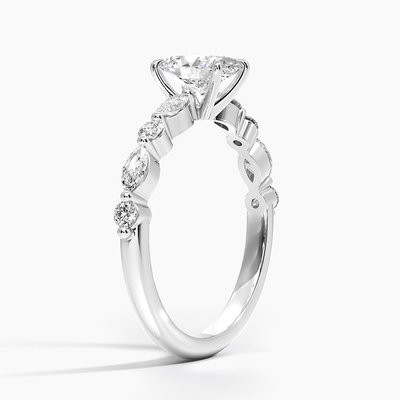 14K / 18K White Solid Gold Real VVS Diamond Moissanite Ring Round Brilliant Cut