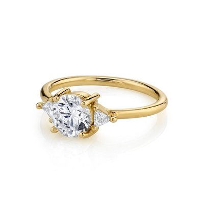 RD 4mm Round Natural Diamond Ring , Claw Setting 18k Gold Wedding Band