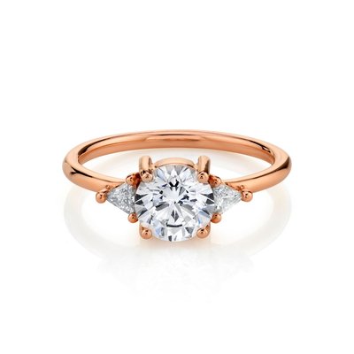 RD 4mm Round Natural Diamond Ring , Claw Setting 18k Gold Wedding Band
