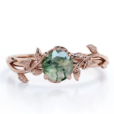 pc145019172-nature_inspired_natural_green_moss_agate_solitaire_engagement_ring_forest_ring Inspirado en la Naturaleza Natural Verde Musgo Ágata Solitario Anillo de Compromiso Anillo Bosque
