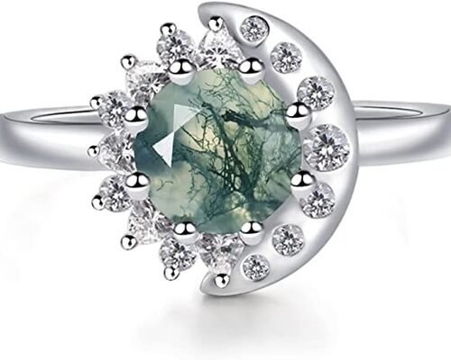 LUO S925 Sterling Silver Sun And Moon Ring Round Shaped 7MM For Women