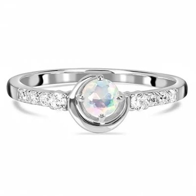 Glamour Hot Fashion Natural Rainbow Moonstone Women 925 Sterling Silver Jewelry Ring