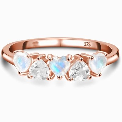 Glamour Hot Fashion Natural Rainbow Moonstone Women 925 Sterling Silver Jewelry Ring