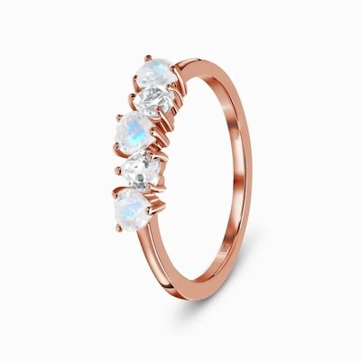 オーバルレインボームーンストーンリングカボションカットムーンストーン婚約女性ジュエリー