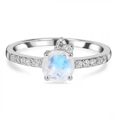 Glamour Hot Fashion Natural Rainbow Moonstone Women 925 Sterling Silver Jewelry Ring