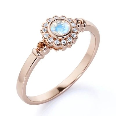 Women 925 Sterling Silver Natural Blue Moonstone Ring Moonstone Jewelry Design