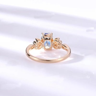 Women 925 Sterling Silver Natural Blue Moonstone Ring Moonstone Jewelry Design