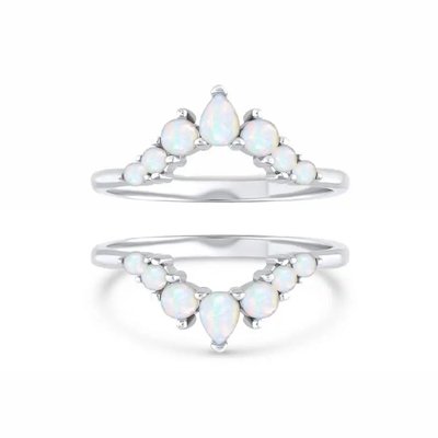 925 Silver Antique Elegant Genuine Opal Promise Engagement Wedding Anniversary Precious Rings