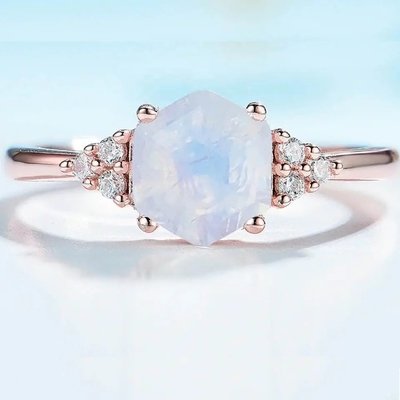 Pear Moonstone engagement Ring 18k gold Silver Ring Natural Gemstone Jewelry