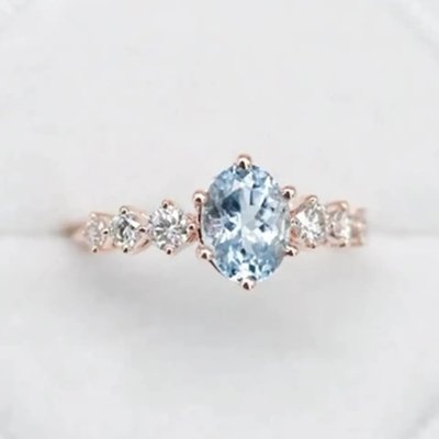 White Gold Oval Moonstone Art Deco Unique Engagement Ring Set 925 Sterling Silver