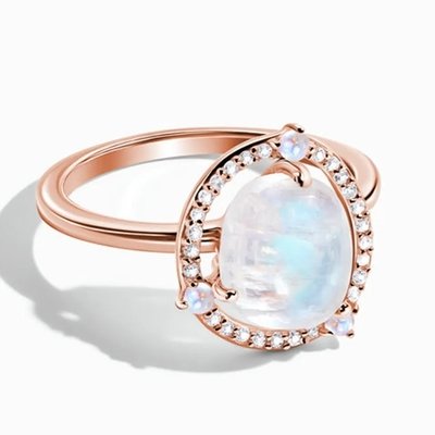 Solid 925 Sterling Silver 18K Gold Plated Ring Vintage Moonstone Ring Best Style Sliver Factory Jewelry