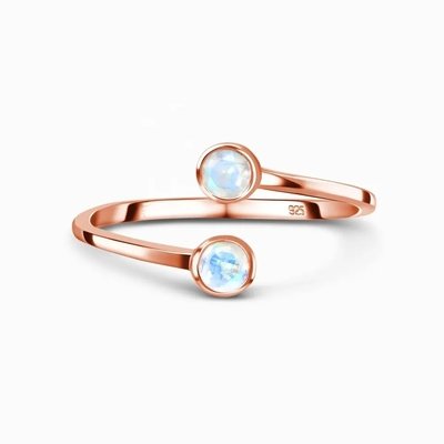 Adjustable 925 Sterling Silver Faceted Rainbow Moonstone Jewelry Round Shape