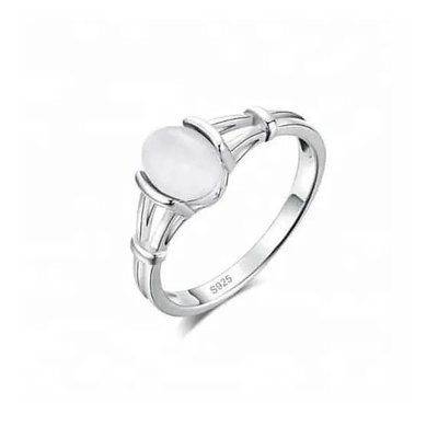 Beautiful 925 Solid Sterling Silver Ring , Oval Cut Moonstone Gemstone Ring For Girls