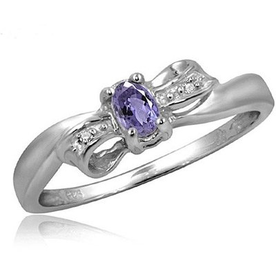 0.25 Carat Tanzanite 0.925 Sterling Silver Ring Jewelry with White CZ – Gemstone Rings with Hypoallergenic