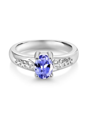 0.25 Carat Tanzanite 0.925 Sterling Silver Ring Jewelry with White CZ – Gemstone Rings with Hypoallergenic