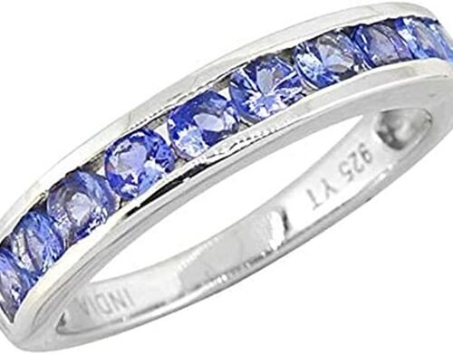 0.5 CTW Natural Blue Tanzanite Ring 18K Solid White Gold