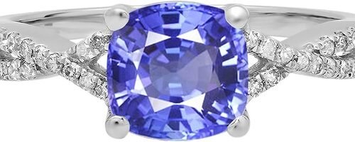 1.5 Carat Natural Tanzanite Engagement Ring In18K White Gold Plating Over Silver