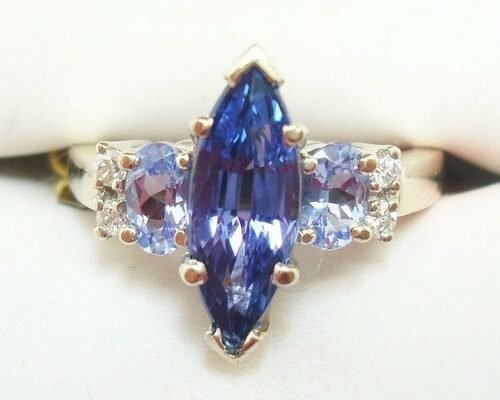 6.02 CTW Natural Blue Tanzanite Ring 18K Solid White Gold