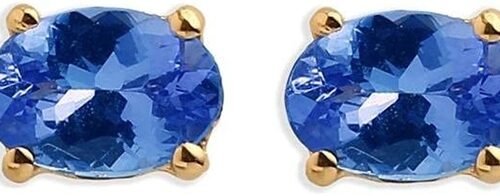 14k White Gold Oval Genuine Natural Tanzanite Earrings with CZ