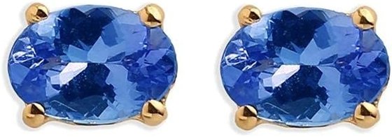 14k White Gold Oval Genuine Natural Tanzanite Earrings with CZ