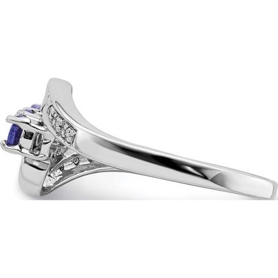 14k White Gold Oval Genuine Natural Tanzanite Ring with CZ
