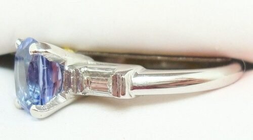 14k White Gold Oval Genuine Natural Tanzanite Ring with CZ