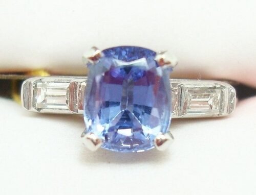 14k White Gold Oval Genuine Natural Tanzanite Ring with CZ