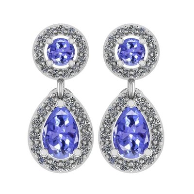 1.57 Ctw I2/I3 Natural Tanzanite And 14K Rose Gold Earrings