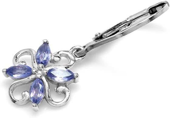 0.5 Carat Branch Flower Design JewelersClub Tanzanite Ring  Sterling Silver Ring Jewelry with White CZ Accent