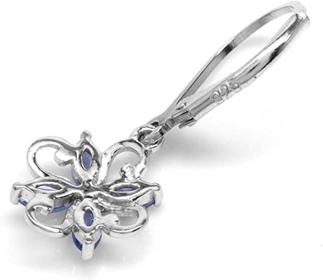 0.5 Carat Branch Flower Design JewelersClub Tanzanite Ring  Sterling Silver Ring Jewelry with White CZ Accent