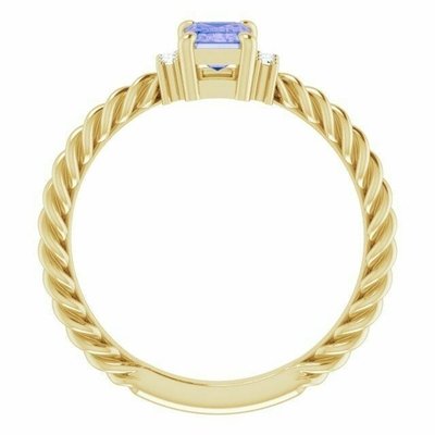 Tanzanite 0.06CTW Rope Engagement Ring In 14K Yellow Gold