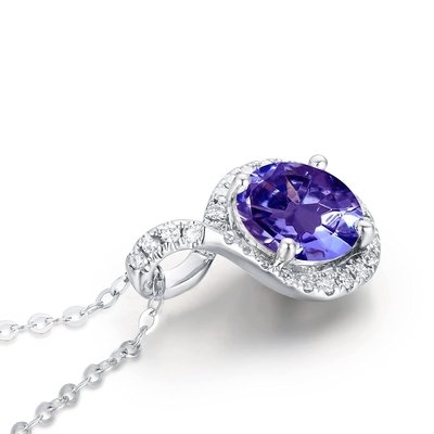 Natural Tanzanite Infinity Heart Pendant Necklace CZ Sterling SilverI 14K