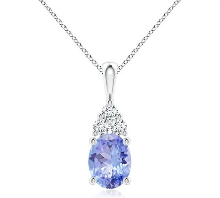 Women Girls Angara Natural Tanzanite Solitaire Pendant Necklace 14K Solid