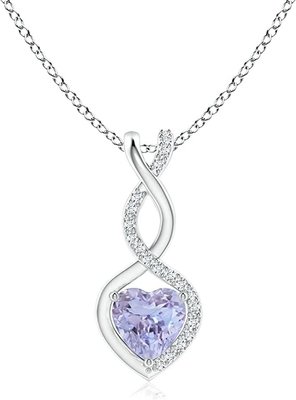 Natural Tanzanite Infinity Heart Pendant Necklace CZ Sterling SilverI 14K