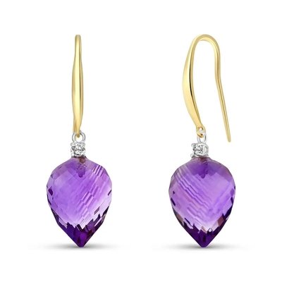 Amethyst & Diamond Drop Earrings in 9ct Gold Drop Earrings For Women