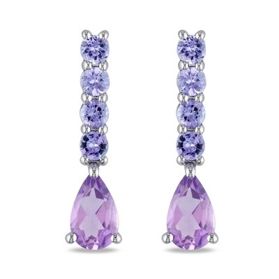 Jewellery Mythos Claw Amethyst Silver Drop Earrings For Women