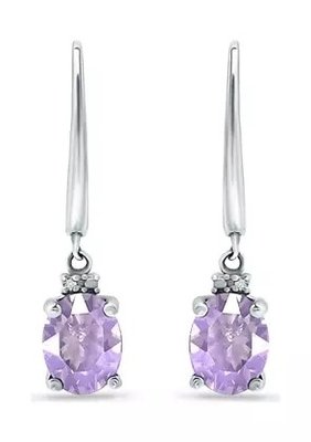 2.46 Ct. T.W. And 1/10 Ct. T.W. CZ Amethyst Leverback Earrings In Sterling Silver
