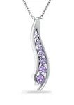 1/3 ct. t.w. Amethyst 7-Stone Journey Pendant Necklace in Sterling Silver