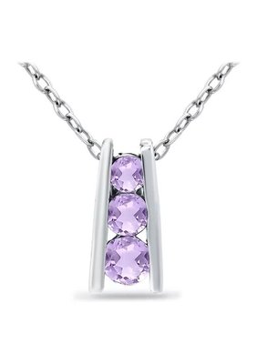 3/8 ct. t.w. Amethyst 3-Stone Ladder Pendant Necklace in Sterling Silver