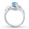 Classic Swiss Blue Topaz And CZ Three Stone Engagement Ring 925 Sterling Silver
