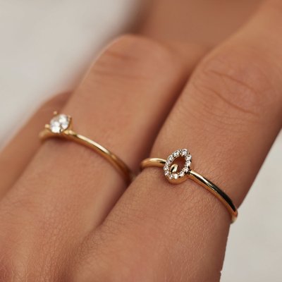 9K Gold Ring With Silver Diamond Engagement Ring For Women