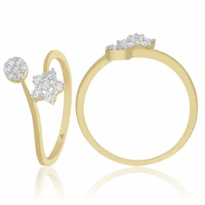 0.20 CTS Diamond Ring-9K White Gold-star Shape Engagement Ring